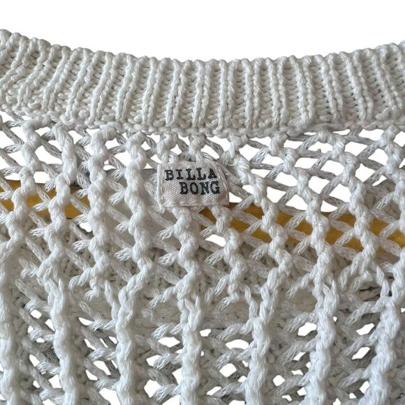 Billabong Designer Closet Open Knit Sweater Women Sz Small Cream Long Sleeve Net - Picture 6 of 11